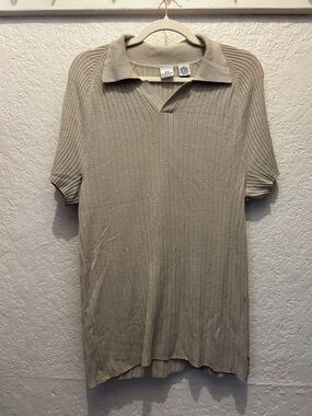 A/X Armani Exchange Men’s Beige Ribbed Short-Sleeve Polo